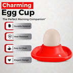 Flexzion Egg Cups for Soft Boiled Eggs - Set of 6 Ceramic Egg Holder - Stackable Egg Coddler Cups with Base for Serving, Breakfast, Brunch - Kitchen Table Decor, Red