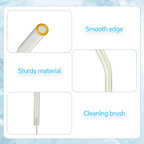 12 Pcs Reusable Glass Straws 8"x 8 mm Bent Glass Drinking Straws with Cleaning Brush for Tea, Smoothies, Milkshakes, Juices,Beverages.(yellow)