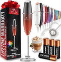 Zulay Kitchen Powerful Milk Frother Wand With 4 AA Duracell Batteries - Ultra Fast Handheld Drink Mixer - Electric Whisk Foam Maker for Coffee, Lattes, Cappuccino, Matcha & Creamer -