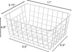 11" Upright Freezer Storage Baskets, White Wire Storage Bins Small Bakset for Freezer, Pantry, Bathroom Organizing, Set of 2