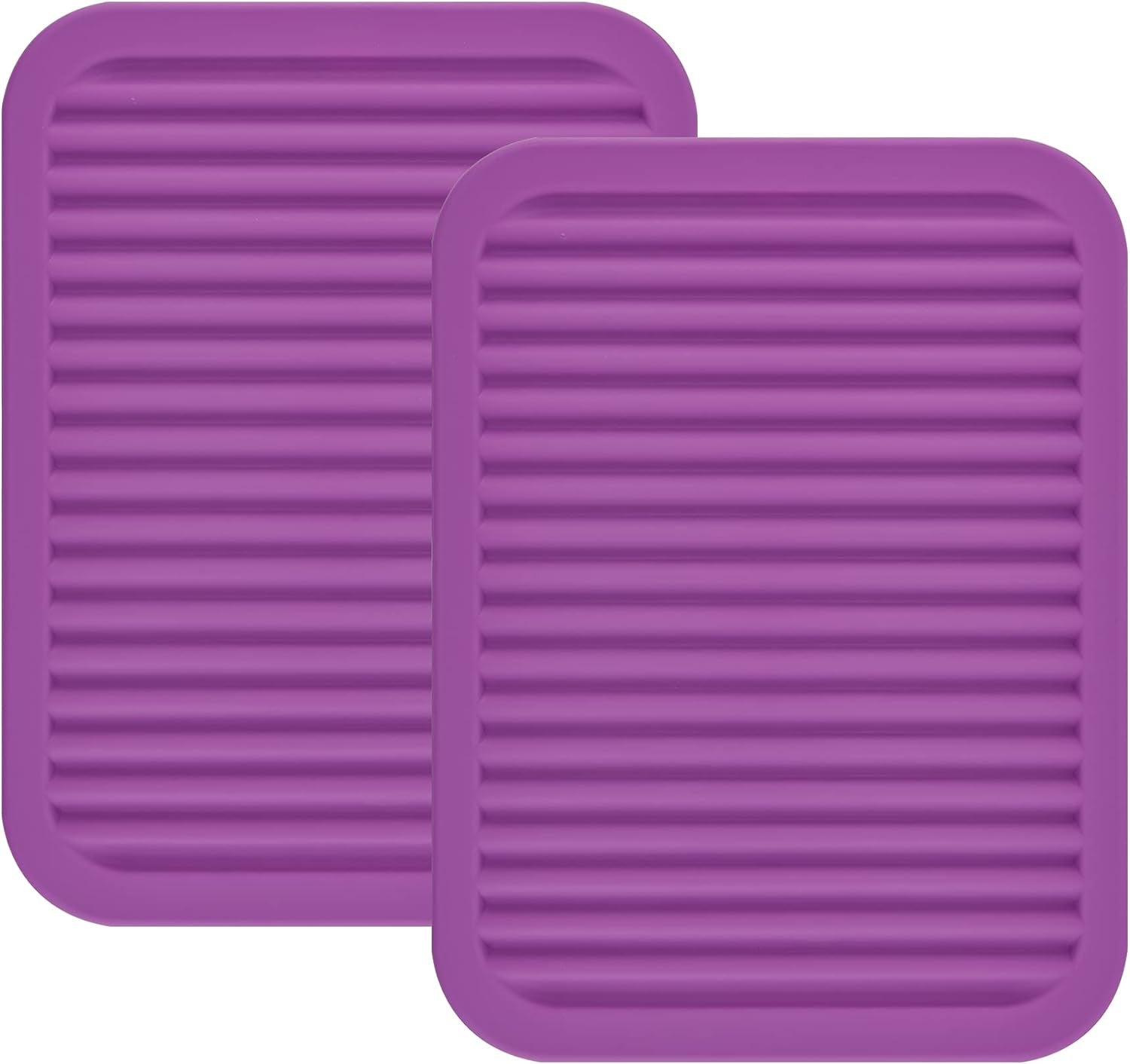 Smithcraft Silicone Trivets Mats for Hot Dishes and Hot Pots, Hot Pads for Countertops, Tables Pot Holders Spoon Rest Small Drying Mats Set of 2 Color Purple