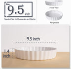 DELLING Set of 2 Tart Pans, 9.5 inch Quiche Pan, Ceramic Fluted Quiche Baking Dish/Pie Pan, Perfect for Baking Tart Pies and Chicken Pot Pie, Cheesecake, Creme Brulee, Round, White