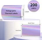 3x2 Inch Holographic Thermal Labels, Purple Thermal Sticker Labels, Rainbow Glitter Thermal Stickers for Price, Barcode, Mailing, Name, DIY Custom Logo Design, 200 Sheets/1 Roll
