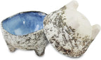 roro Artisan Crafted Blue-Gray Ceramic Dip | Suace Molcajete Bowls, 3-Legged Stoneware 4-Inch Diameter, Set of 2
