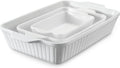DOWAN Casserole Dishes for Oven, Baking Dishes Set, Ceramic Bakeware Sets of 3, Lasagna Pan Deep, Rectangular Baking Pan Set with Handles for Baking, Casserole, Kitchen, Wedding Gift, Soft White (15.6''/12.2''/8.9'')