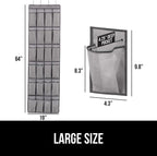 GORILLA GRIP Over the Door Shoe Organizer, 2 Pack, 24 Breathable Mesh Pockets, Space Saving Hanging Storage Holder, Closet Rack Hanger Holds Up to 40 lbs, Hangs on Closets, Shoes, Accessories, Gray