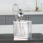 LENITH Kitchen Utensil Chopsticks Perforated Holder with Hooks - 304 Stainless Steel Storage for Organizer Dishwasher Safe (Small Rectangle)