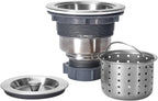 3-1/2 Inch Sink Drain Assembly Kit, Removable Deep Sink Strainer Basket with Sink Stopper/Sealing Lid for Home, Kitchen, Stainless Steel
