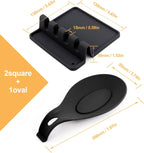 Kitchen Silicone Utensil Rest with Drip Pad-BPA-Free Heat-Resistant Spoon Rest for Stove Top - Spoon Rest for KitchenCounter - Kitchen Gadgets &Grill Utensil Holder-Black 3 Pcs
