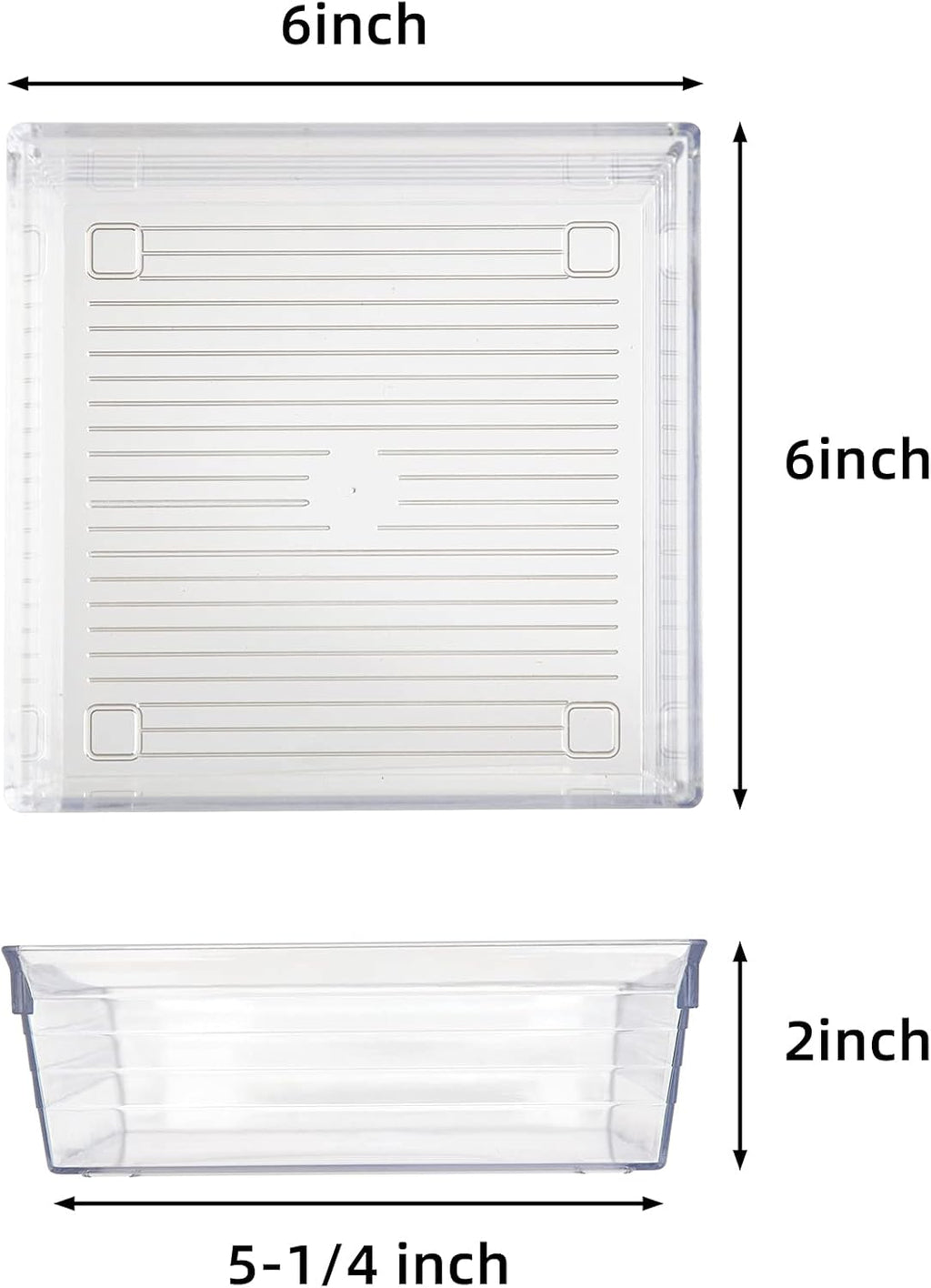 Backerysupply Clear Plastic Drawer Organizer Tray for Vanity Cabinet (6"×6"×2"，Set of 8),Storage Tray for Makeup, Kitchen Utensils, Jewelries, and Gadgets…