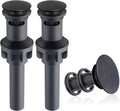 Hibbent 2 Pack Universal Bathroom Sink Drain Stopper, Pop Up Drain Strainer with Overflow, Push and Seal Sink Plug with Basket for Lavatory Vanity Vessel, Anti-Clogging Strainer, Oil Rubbed Bronze