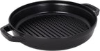 STAUB Cast Iron Set 4-pc, Stackable Space-Saving Cookware Set, Dutch Oven, Skillet, Grill Pan with Universal Lid, Made in France, Matte Black