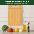 Bamboo Cutting Board, Wooden Cutting Boards for Kitchen, Wood Double Sided Food-Grade Chopping Board for Meat Cheese Vegetable (Medium)