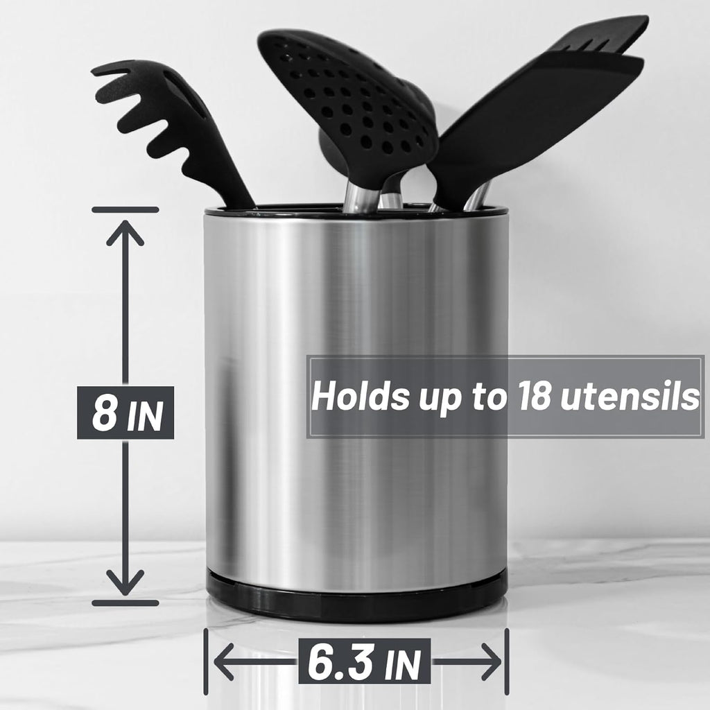 Kitchen Utensil Holder for Countertop 360° Rotating Utensil Caddy Extra Large Utensil Crock Cooking Utensil Holder for Kitchen Counter