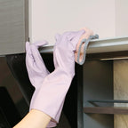 COOLJOB Medium Household Rubber Gloves with Cotton Liner & Non-slip Grip, Waterproof Long Lasting Dishwashing Gloves for Kitchen & Bathroom Cleaning, Purple, 1 Pair