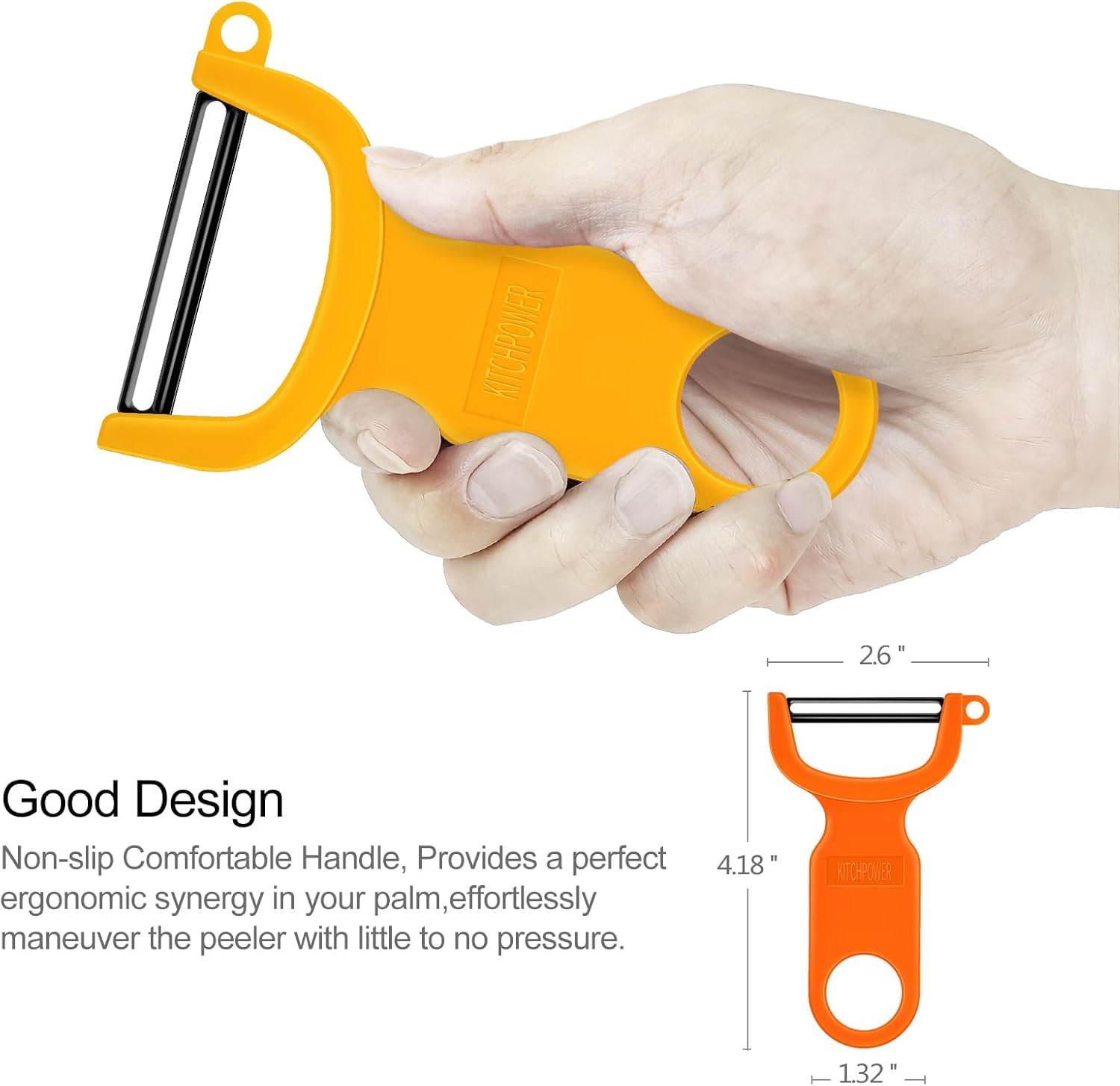 Original Vegetable Peeler, Potato Peelers for kitchen Carbon Steel Blade 3-Pack Orange/Blue/Yellow