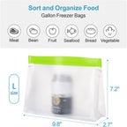 iSPECLE Reusable Freezer Bags - 6 Pack Gallon Freezer Bags BPA-Free with Stand-Up Bottom and Label, Easy to Get Frozen Meat, Vegetables, Fruit, Leakproof Freezer Bags Keep Food Fresh, Green