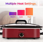 Magnifique 4-Quart Slow Cooker with Casserole Manual Warm Setting - Perfect Kitchen Small Appliance for Family Dinners, Dishwasher Safe Crock, Red