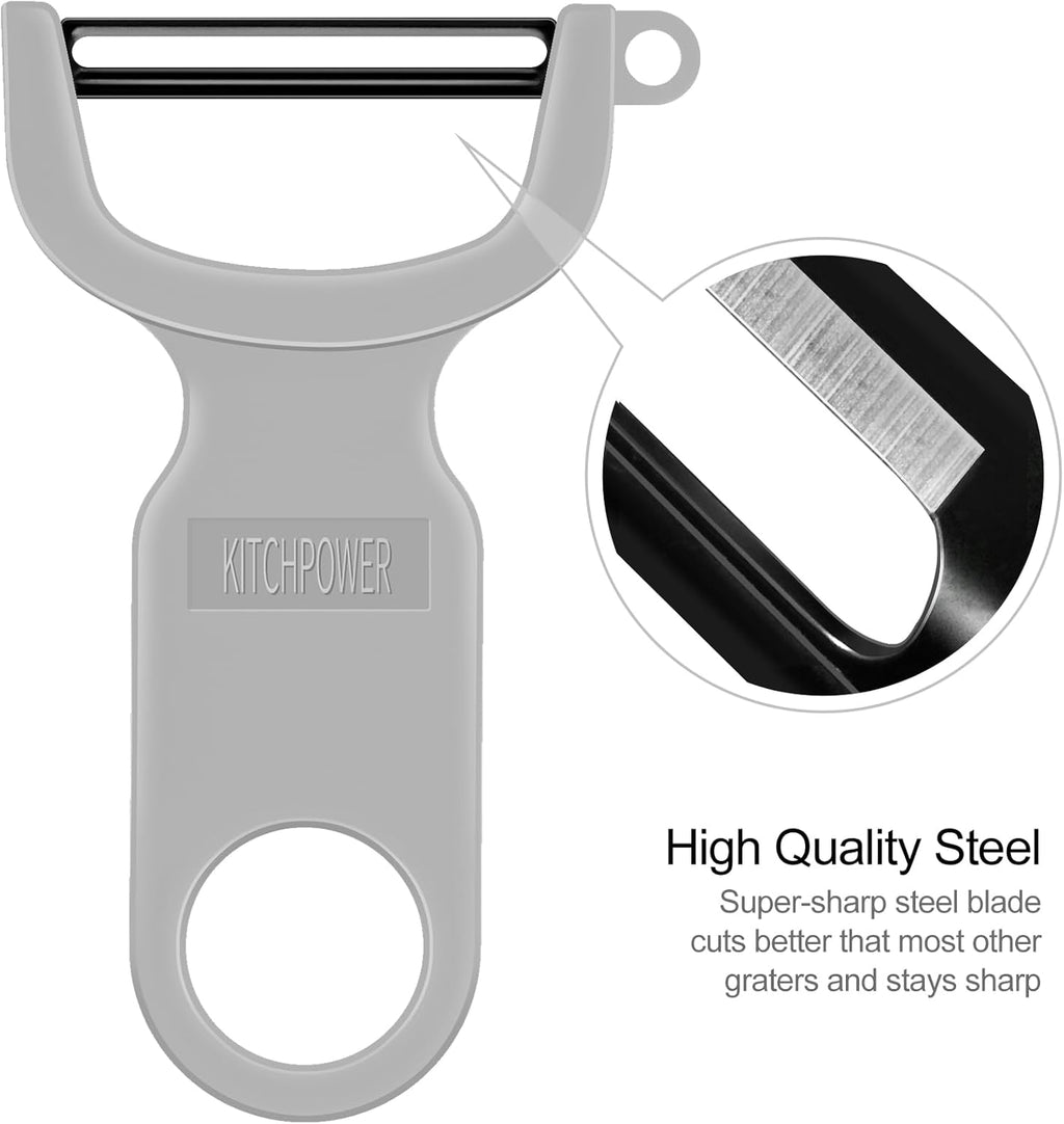 Original Vegetable Peeler, Potato Peelers for kitchen Carbon Steel Blade 3-Pack Grey/Blue/Black