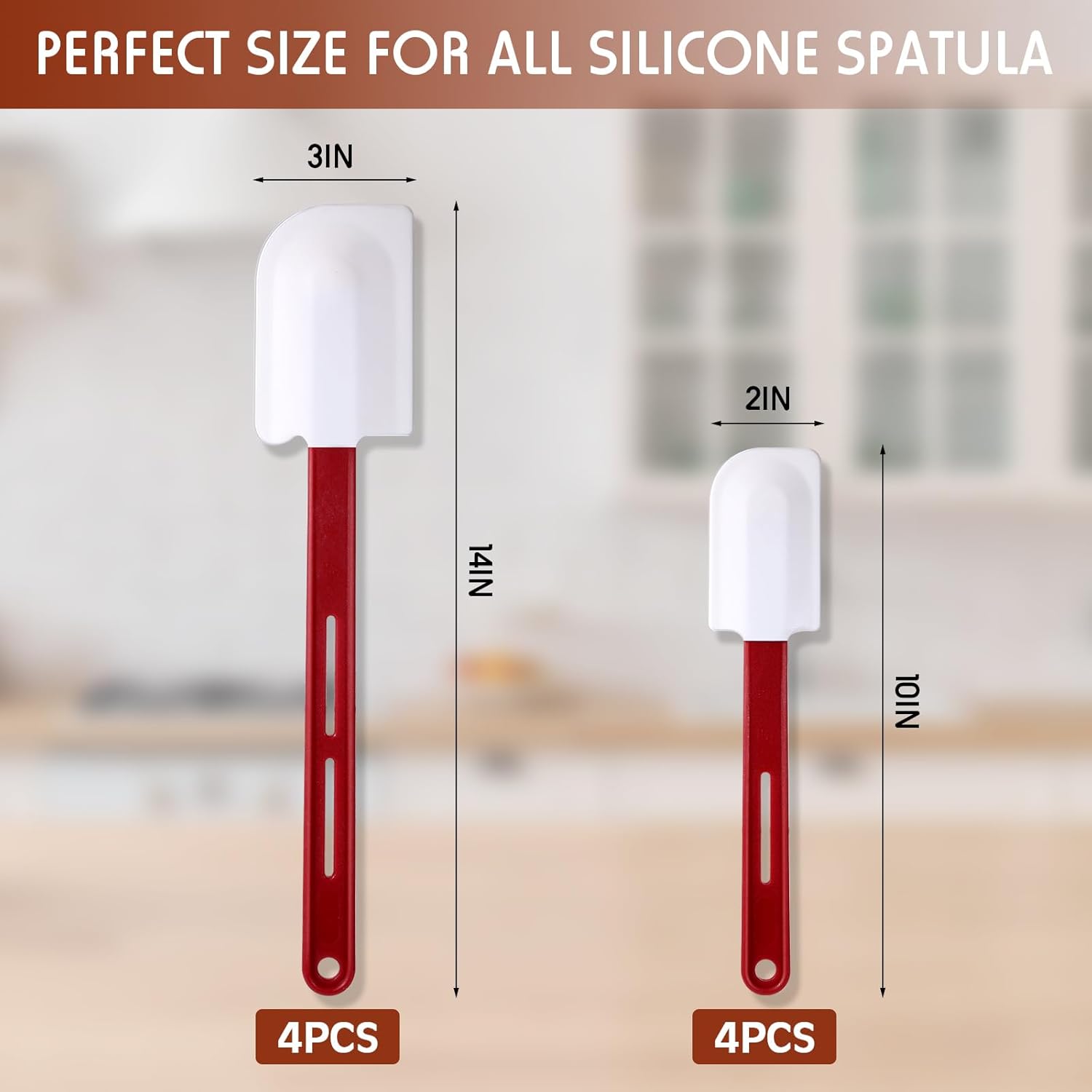 Norme 8 Pcs High Temp Silicone Spatulas Heat Resistant Rubber Spatula Commercial Silicone Scraper with Handle for Kitchen Cook Baking Mixing Utensil, Dishwasher Safe (10 Inch,14 Inch)