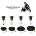 Hibbent All Metal Universal Bathroom Sink Stopper for 1.1''~2.3'' Basin, Pop Up Sink Drain Strainer, Brass Bullet Core Push Type Stopper, Stainless Steel Anti Clogging Drain Filter, Matte Black