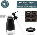 Gaussra Black Soap Dispenser with Coasterand Stickers, Refillable Liquid Stainless Steel Soap Dispenser for Kitchen Sink, Bathroom Countertop (11OZ / 320ML)