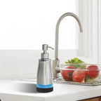 Soap Dispenser With Non-Slip Silicone Pad - 2 Pack, Stainless Steel Case Glass Liner Hand Pump for Kitchen and Bathroom