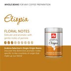 illy Arabica Selections Ethiopia Whole Bean Coffee, 100% Arabica Bean Single Origin Coffee, Light Roast with Notes of Jasmine, All-Natural, No Preservatives, 8.8 Ounce Can (Pack of 1)