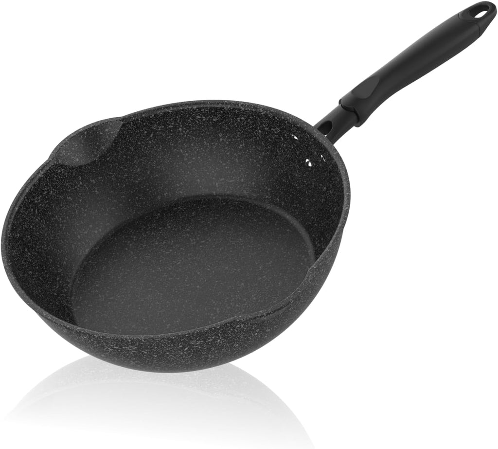 Sunhouse – 12 Inch / 30 cm Non-Stick Deep Frying Pan with Double Pour Spouts, 5-Layer Whitford Non-Stick Coating, PFOA-FREE, Stay-Cool Handle, Induction Compatible with All Cooktops