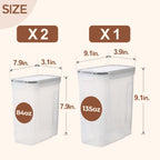 3 PCS Cereal Storage Containers Set, Airtight Food Containers with lid for Rice Pet food, Medium & Small Cereal Dispenser for Kitchen Pantry Organization (135.2oz/4L + 84.5oz/2.5L×2)