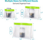 iSPECLE 10 Pack Freezer Bags - 3 Pack Gallon Bags 4 Pack Sandwich Bags 3 Pack Snack Bags BPA-Free Reusable Freezer Bags with Stand-Up Bottom and Label, Leakproof to Keep Frozen Food Fresh, Green