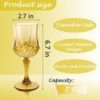 Plastic Wine Glasses，Plastic Goblets Vintage Style Cordial Drinking Glasses for Wedding Reception, Grand Event Party Supplies (12, Gold)