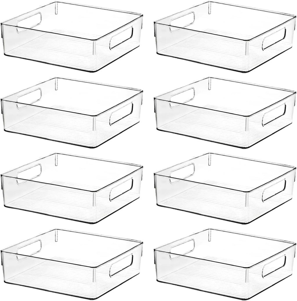Clear Plastic Storage Bins, Home Bathroom Laundry Room Freezer Refrigerator Pantry Organizers and Storage Containers Fridge Organizer Bins Kitchen Organization Cabinet Medicine Bin for organizing