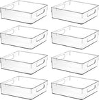 Clear Plastic Storage Bins, Home Bathroom Laundry Room Freezer Refrigerator Pantry Organizers and Storage Containers Fridge Organizer Bins Kitchen Organization Cabinet Medicine Bin for organizing
