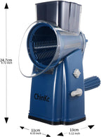 Rotary Cheese Grater Shredder - Upgraded 5 in 1 Cheese Grater with Handle and Strong Suction Base, Multi-purpose Julienne Slicer Ice Shaver Nuts Grinder for Ice, Vegetables, Fruit, Nuts