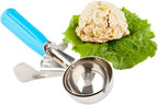 Restaurantware Met Lux 2.75 Ounce Portion Scoop, 1 Trigger Release Cookie Scoop - With Blue Handle, Stainless Steel Disher For Portion Control, Cookie Dough Cupcake Batter Or Ice Cream