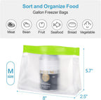 iSPECLE Reusable Sandwich Bags - 10 Pack Food Storage Bags BPA-Free with Stand-Up Bottom and Label, Easy to Get Frozen Meat, Vegetables, Fruit, Leakproof Freezer Bags Keep Food Fresh, Green