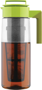 Takeya Flash Chill Iced Tea Maker - Airtight & Durable Iced Tea Maker Jug with Silicone Carry Handle - Leak-Proof & Lightweight Tea Infuser with Patented Flash Chill Technology - 2 Quart, Avocado