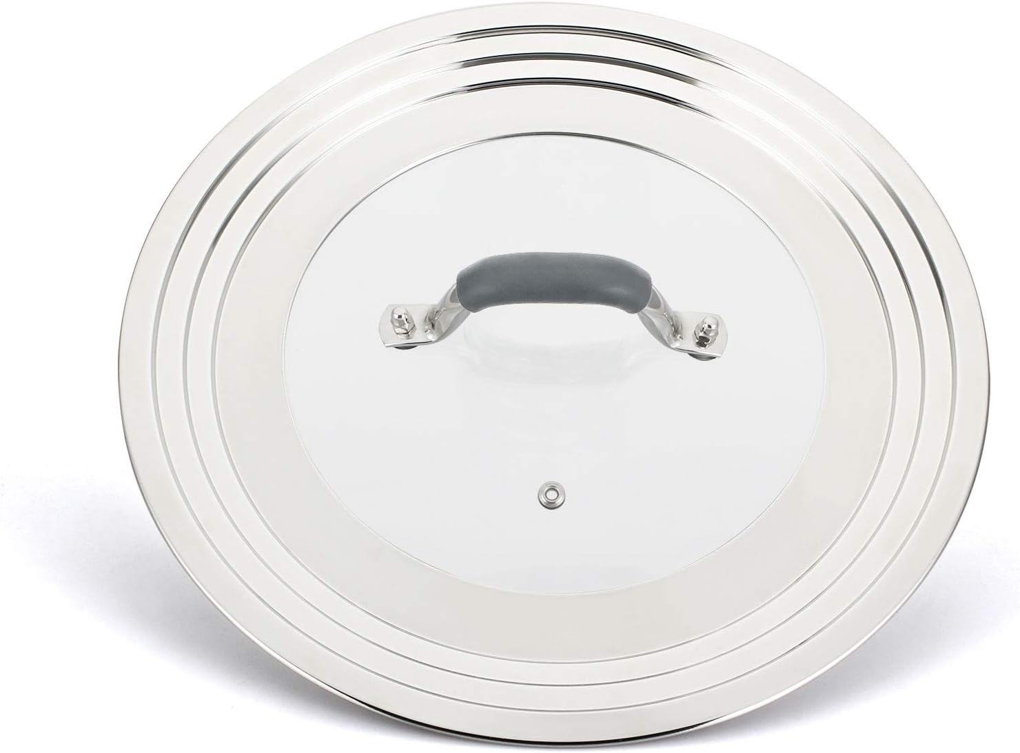 Universal Pans Pots Lid Cover Fit All 8.25 Inch to 12 Inch Pots/Pans/Woks Stainless Steel and Glass Lid with Heat Resistant Knob, Gray