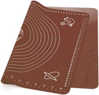 LIMNUO Silicone Baking Mat, Extra Thick Large Non Stick Pastry Mat Sheet for Dough Pie Crust Rolling Mats (Brown, L-16''(W)*24''(L))