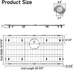 28-3/8’’ x 14-3/16’’ Stainless Steel Sink Grid, Sink Protectors for Kitchen Sink, Sink Protector with Rear Drain for Single Sink Bowl, Sink Bottom Grid, Sink Grate for Bottom with Sink Strainer
