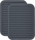 Silicone Trivets for Hot Pots&Pans-Trivet Mat-Hot Pads for Kitchen-Versatile Trivets for Hot Dishes-Heat Resistant Mats for Counter&Table, Pot Holders Drying Mat (9x12) Pack 2 Dark Grey