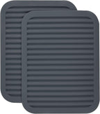 Silicone Trivets for Hot Pots&Pans-Trivet Mat-Hot Pads for Kitchen-Versatile Trivets for Hot Dishes-Heat Resistant Mats for Counter&Table, Pot Holders Drying Mat (9x12) Pack 2 Dark Grey