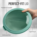 Zulay Kitchen 12-Piece Plastic Mixing Bowl Set - Colorful Nesting Bowls with Lids - Microwave & Freezer Safe (Teal Ombre)