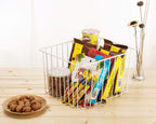 Slideep Fridge Freezer Baskets, Wire Storage Organizer Basket, Household Refrigerator Bin with Built-in Handles for Cabinets, Pantry, Closets, Bedrooms White - Set of 2