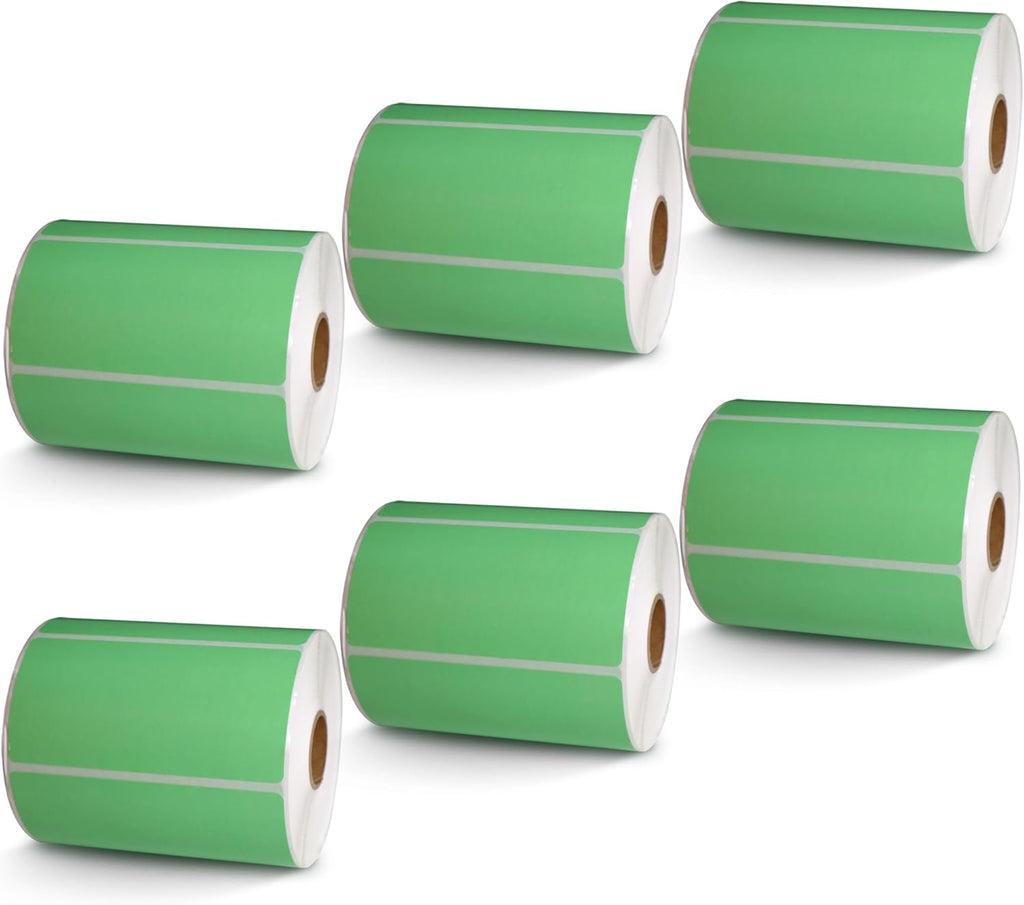 BETCKEY - 4" x 2" Barcode Shipping & Multipurpose Labels Compatible with Zebra & Rollo Label Printer,Premium Adhesive & Perforated[Green, 6 Rolls, 4500 Labels]
