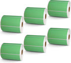 BETCKEY - 4" x 2" Barcode Shipping & Multipurpose Labels Compatible with Zebra & Rollo Label Printer,Premium Adhesive & Perforated[Green, 6 Rolls, 4500 Labels]
