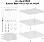 Plate Organizer for Cabinet Space Saver - Acrylic Corner Shelf for Dishes, Bowls, 3-Tier Kitchen Countertop Cabinet Organization, Dinner Plates Holder, and Small Shelf for Bathroom Storage - White