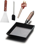 YYMIYU Tamagoyaki Japanese Omelette Pan Cast Iron Wooden Handle 9×7 inch