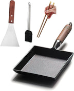 YYMIYU Tamagoyaki Japanese Omelette Pan Cast Iron Wooden Handle 9×7 inch